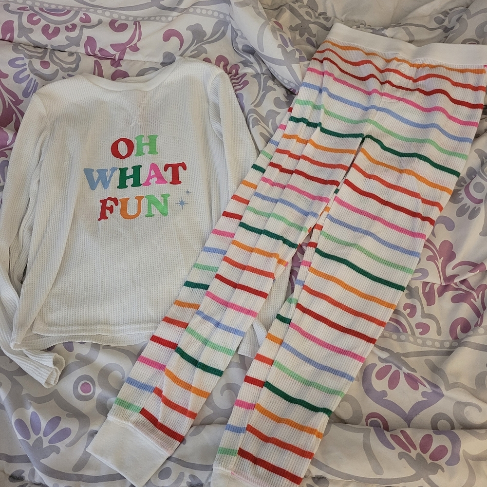 Target Wondershop Kids Christmas Pajama Set with Colorful Stripes Size M